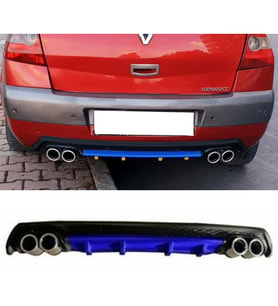 Renault Megane 2 Mavi Difüzör Çiftli Yuvarlak Egzoz Görünümlü D Tip Difizör 2002 - 2009