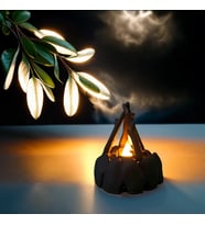 Mini Kamp Ateşi Mumluk – Rustik Dekoratif Tealight Mumluk