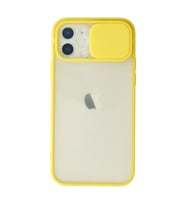 Apple İphone 12 Kılıf Palm Buzlu Kamera Sürgülü Silikon - Sarı