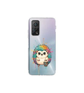 Xiaomi Mi 10 T ile Uyumlu Splash Kirpi Tasarımlı Şeffaf Silikon Kılıf