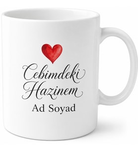 İsme Özel Cebimdeki Hazinem Yazılı Kupa Bardak Sevgiliye Hediye