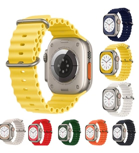 Apple Watch Ultra 49mm Uyumlu Ocean Kordon Silikon Kayış Okyanus Kordon (Turuncu)