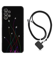 Samsung Galaxy M14 Kılıf Silikon Boyun Askılı İpli Desenli Silikon Line Planet 1736