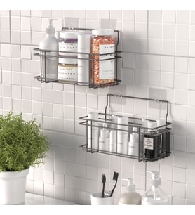 TEKNOTEL YAPIŞKANLI 2 ADET BANYO&MUTFAK RAFI MAT SİYAH ST320