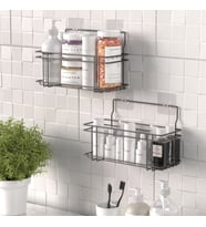 TEKNOTEL YAPIŞKANLI 2 ADET BANYO&MUTFAK RAFI MAT SİYAH ST320