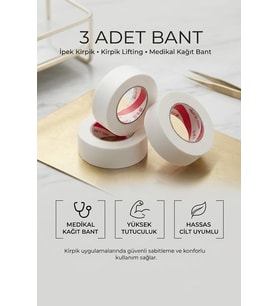 3 Adet İpek Kirpik Uygulamasında Kullanılan Bant