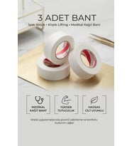 3 Adet İpek Kirpik Uygulamasında Kullanılan Bant