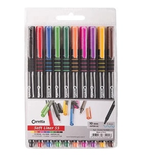 CARETTA 55 SOFT LİNER 0.4mm KEÇELİ KALEM SETİ 10' LU PVC PAKET