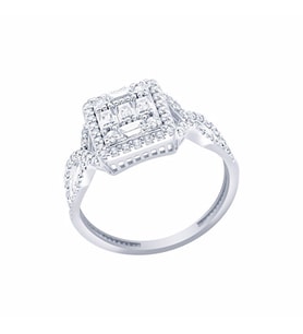 Diamond Line-Gülaylar Beyaz Altın 14 Ayar Baget Yüzük