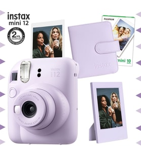 Instax mini 12 Lila Fotoğraf Makinesi-10'lu Film-Çerçeve ve Kare Albüm Seti