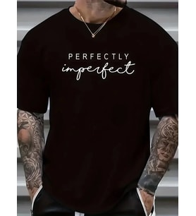 Erkek PERFECTLY Baskılı Tişört Bisiklet yaka yazlık Kısa Kol t-shirt - Siyah