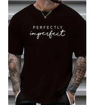 Erkek PERFECTLY Baskılı Tişört Bisiklet yaka yazlık Kısa Kol t-shirt - Siyah