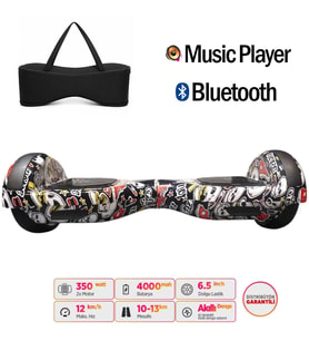 Elektrikli Kaykay Hoverboard Bluetooth Hoparlörlü 6.5 İnç Grafiti D14 - Çanta Hediye