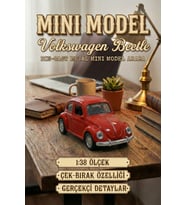 Volkswagen Beetle Vosvos Mini Model Araba 1:38 Ölçek Die-Cast Metal Çek-Bırak Oyuncak 9.5 cm Kırmızı