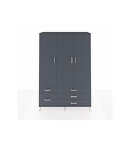 Hyperion Gardrop 5 Raflı 5 Çekmeceli Tek Askılı 132x44x195 Antrasit-Antrasit