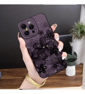 IPHONE 15 Plus  Şık ve Kaliteli Yaprak Desenli Silikon Telefon Kılıfı (Siyah)