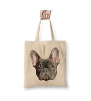 French Bulldog Fransız Bulldog Beyaz Bez Çanta Uzun Saplı Alışveriş Çantası Plaj Çantası