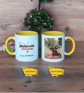 Matematik Öğretmeni Kupa Bardak Sarı Fotoğraflı Öğretmenler Günü Hediyesi
