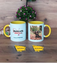 Matematik Öğretmeni Kupa Bardak Sarı Fotoğraflı Öğretmenler Günü Hediyesi