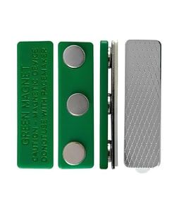 10 Adet İsimlik Mıknatısı - Yakalık Mıknatısı 45×13 mm (3 Neodyum Mıknatıslı) (Yeşil)