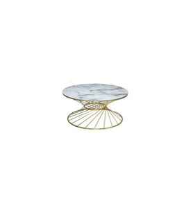 Brc 18518 Orta Sehpa RiVOLİ Model Beyaz Mermer Cam Metal Gold renk Kaplam El Yapı
