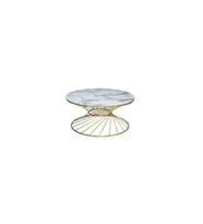Brc 18518 Orta Sehpa RiVOLİ Model Beyaz Mermer Cam Metal Gold renk Kaplam El Yapı