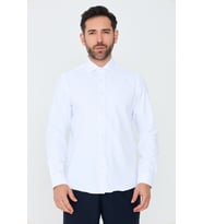 Beyaz Mikro Desenli Dynamic Fit Uzun Kollu Erkek Gömlek