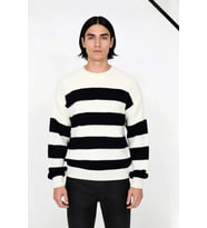 Erkek Basic Koleksiyon Uzun Kollu Rahat Çizgili Bisiklet Yaka Akrilik Oversize Triko Kazak