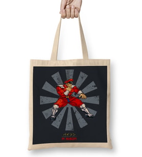 M Bison Retro Japanese Street Fighter Bez Çanta Uzun Saplı