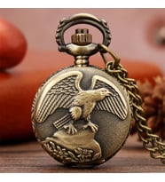 Kişiye Özel Retro Kartal Kabartmalı Quartz Köstekli Saat