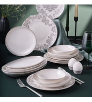 GÜRAL PORSELEN Camelia 54 Parça 12 Kişilik Yemek Takımı Gümüş 65851