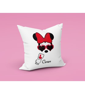 Minnie Mouse Sevgili Çift Tasarımlı Yastık Kişiye Özel