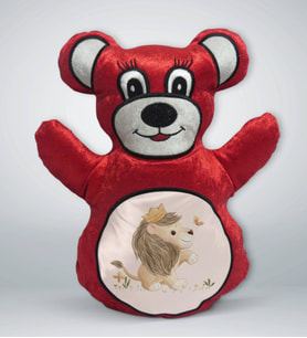 BK Gift Sevimli Aslan Tasarımlı Kırmızı Ayıcık Yastık-3