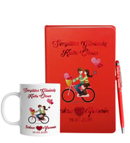 Sevgililer Gününe Özel Kırmızı Defter Kalem & Kupa Hediye Seti 31