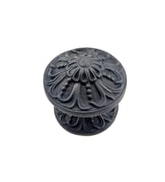 Antika Tarz Dekoratif Pirinç Çiçekli Kapı Tokmağı - 80 mm Çap, Oksit