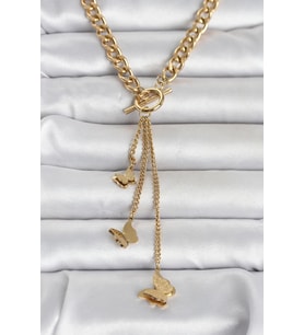 316L Çelik Gold Renk Kelebek Sallantılı Kadın Kolye 5886 - HPSBYI6940-7540