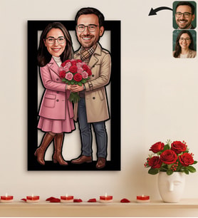 BK Gift Kişiye Özel Sevgili Karikatürlü 3D Ahşap Tablo -15, Fotoğraftan Karikatür, Sevgililer Günü Hediyesi, Ev Hediyesi