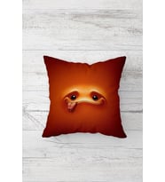 Turuncu Dil Çıkaran Emoji Çift Tarafı Baskılı Gizli Fermuarlı Kırlent Koltuk Yastık Kılıfı (Kahverengi)