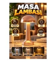 Bronz Şarjlı LED Masa Lambası – 3 Işık Modlu Dokunmatik Modern Tasarım