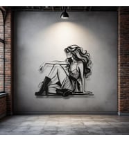 Cool Girl Metal Duvar Dekoru – Modern Kadın Figürü, Minimalist Sanat Tasarımı (Siyah)