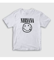 Presmono Unisex Çocuk Beyaz Logo Nirvana T-Shirt 99527tt (Beyaz)