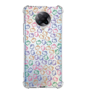 Xiaomi Poco F2 Pro Köşe Korumalı Antişok Kapak Hello Kitty Tasarımlı Şeffaf Silikon Kılıf