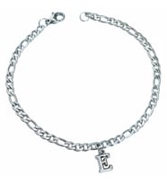 Kişiye Özel Harfli İnce Figaro Zincir Unisex Çelik Bileklik Sevgiliye Eşe Hediye eck55h (Metal)