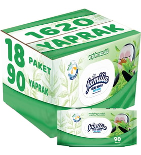 Familia Islak Havlu Mendil Yeşilin Tazeliği 90 Yaprak Plastik Kapaklı 18 Li Set 1620 Yaprak