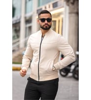 Unisex Süet Kolej Ceket - Günlük ve Spor Kombinlerin Vazgeçilmezi (Krem)