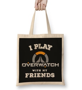I Play Overwatch With My Friends Bez Çanta Uzun Saplı