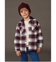 LCW Kids Kırmızı Kapüşonlu Ekose Erkek Çocuk Gömlek