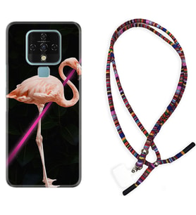 Tecno Camon 16 18P Pova Kılıf Boyun Asklı Rasta Silikon Line Filamingo 1776