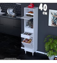 Eliusta Duru 40 cm Çok Amaçlı Mutfak Dolabı Sepetli Kapaklı 2 Çekmeceli Dolap Banyo Kirli Çamaşır Dolabı