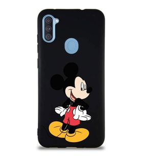 Samsung Galaxy A11 Soft Premier Kapak Mickey Mouse-D Tasarımlı Silikon Kılıf - Siyah (Şeffaf)
